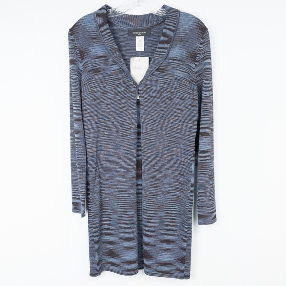 Jones New York One Button Lightweight‎ Long Cardigan Size PP Blue Brown Western